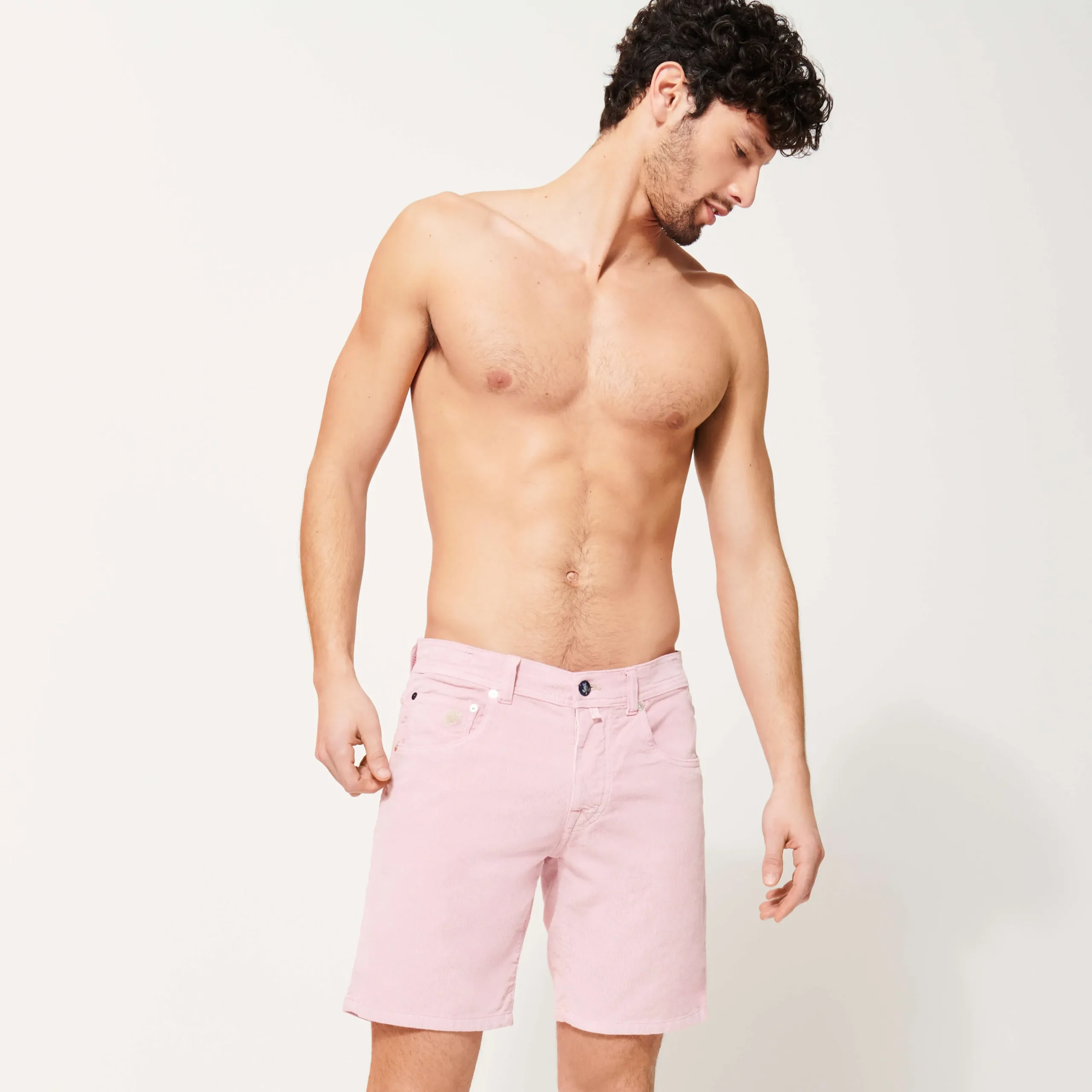 Cheap Vilebrequin Men 5-Pocket Corduroy 2000 Lines Bermuda Shorts Pastel Pink/Pink
