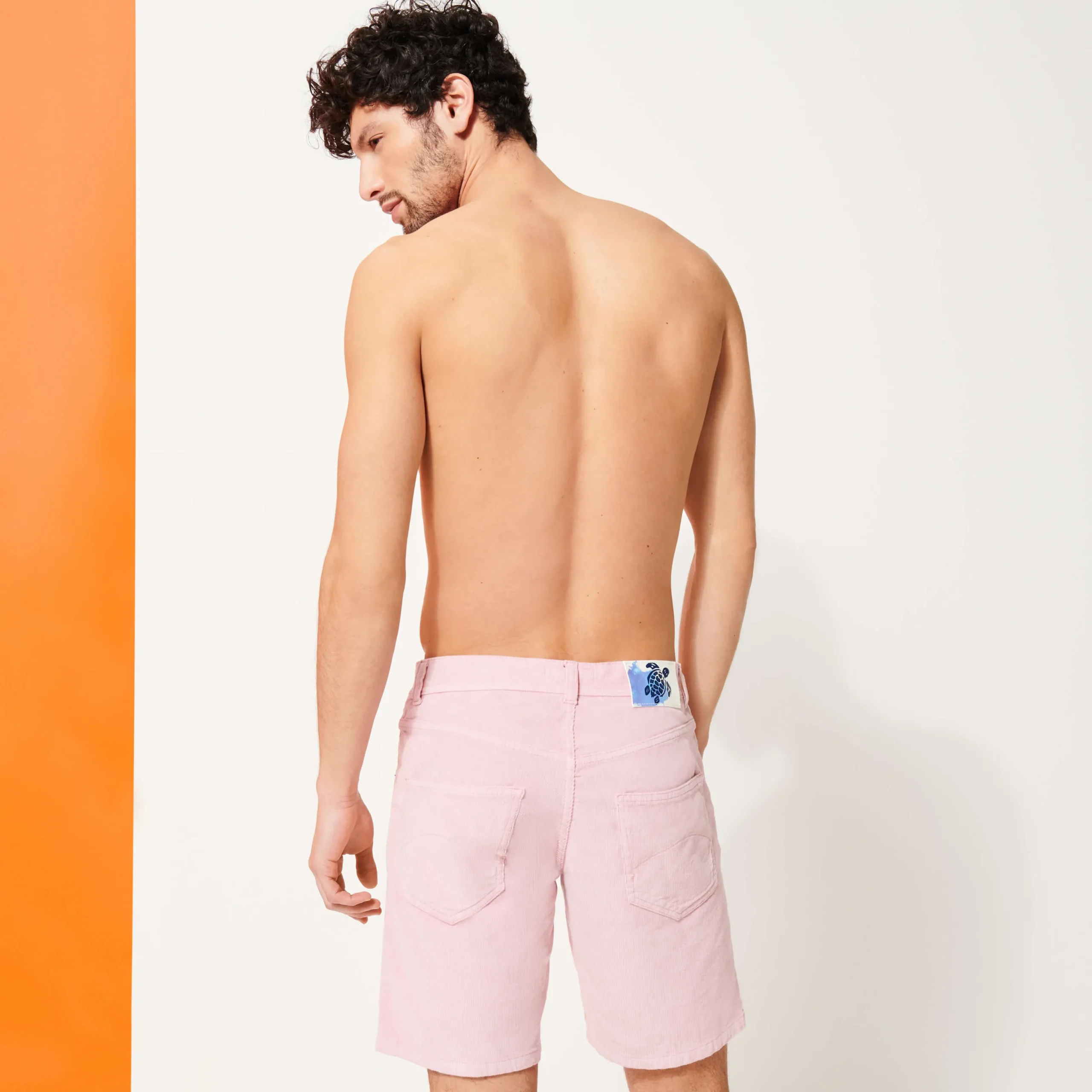 Cheap Vilebrequin Men 5-Pocket Corduroy 2000 Lines Bermuda Shorts Pastel Pink/Pink