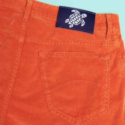 Best Vilebrequin Men 5-Pocket Velvet Pants Regular Fit Rust/Orange