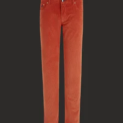 Best Vilebrequin Men 5-Pocket Velvet Pants Regular Fit Rust/Orange