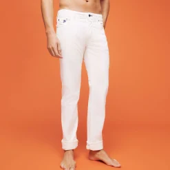 Online Vilebrequin Men 5-Pocket Velvet Pants Regular Fit Off White/White