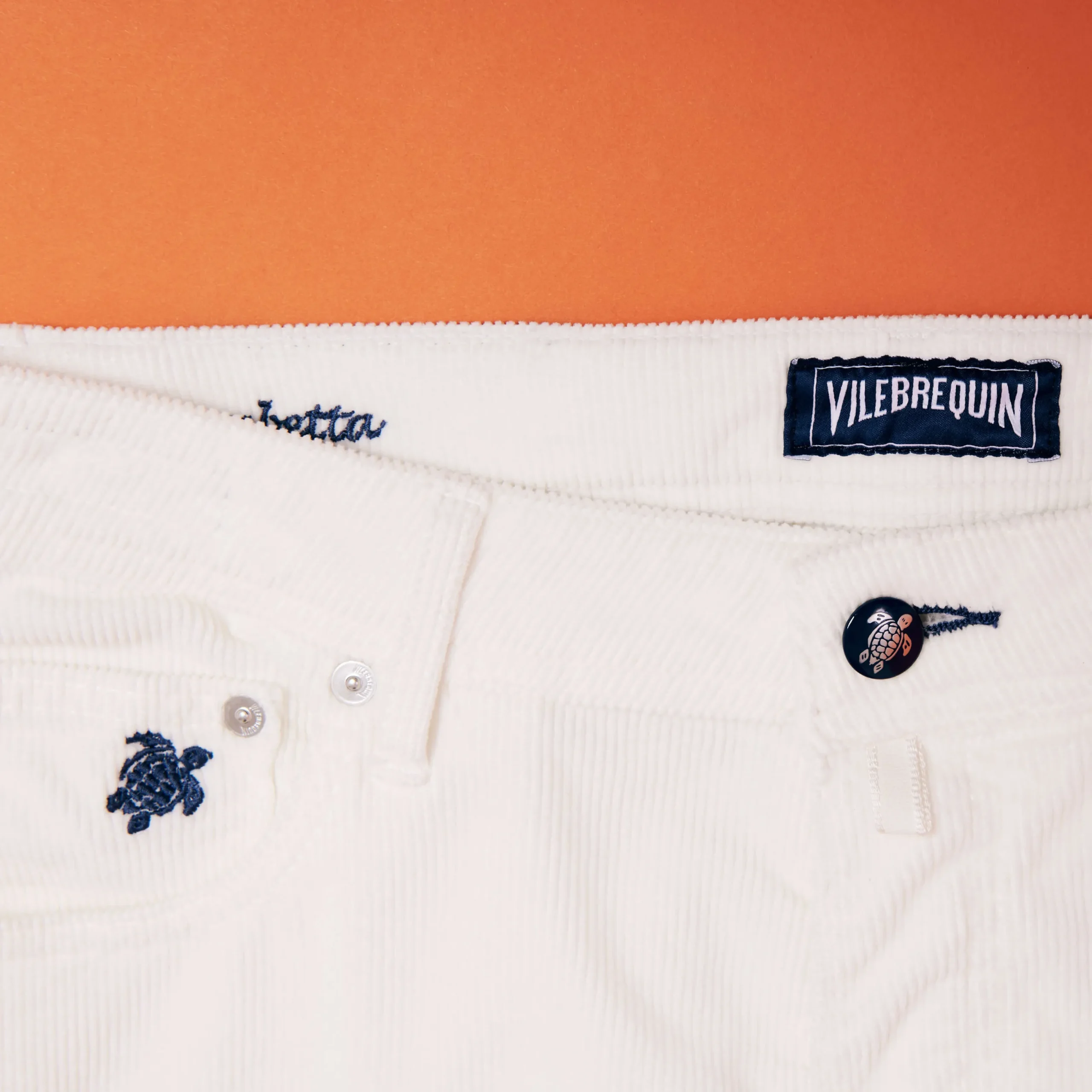 Online Vilebrequin Men 5-Pocket Velvet Pants Regular Fit Off White/White