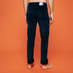 Shop Vilebrequin Men 5-Pocket Velvet Pants Regular Fit Navy/Blue