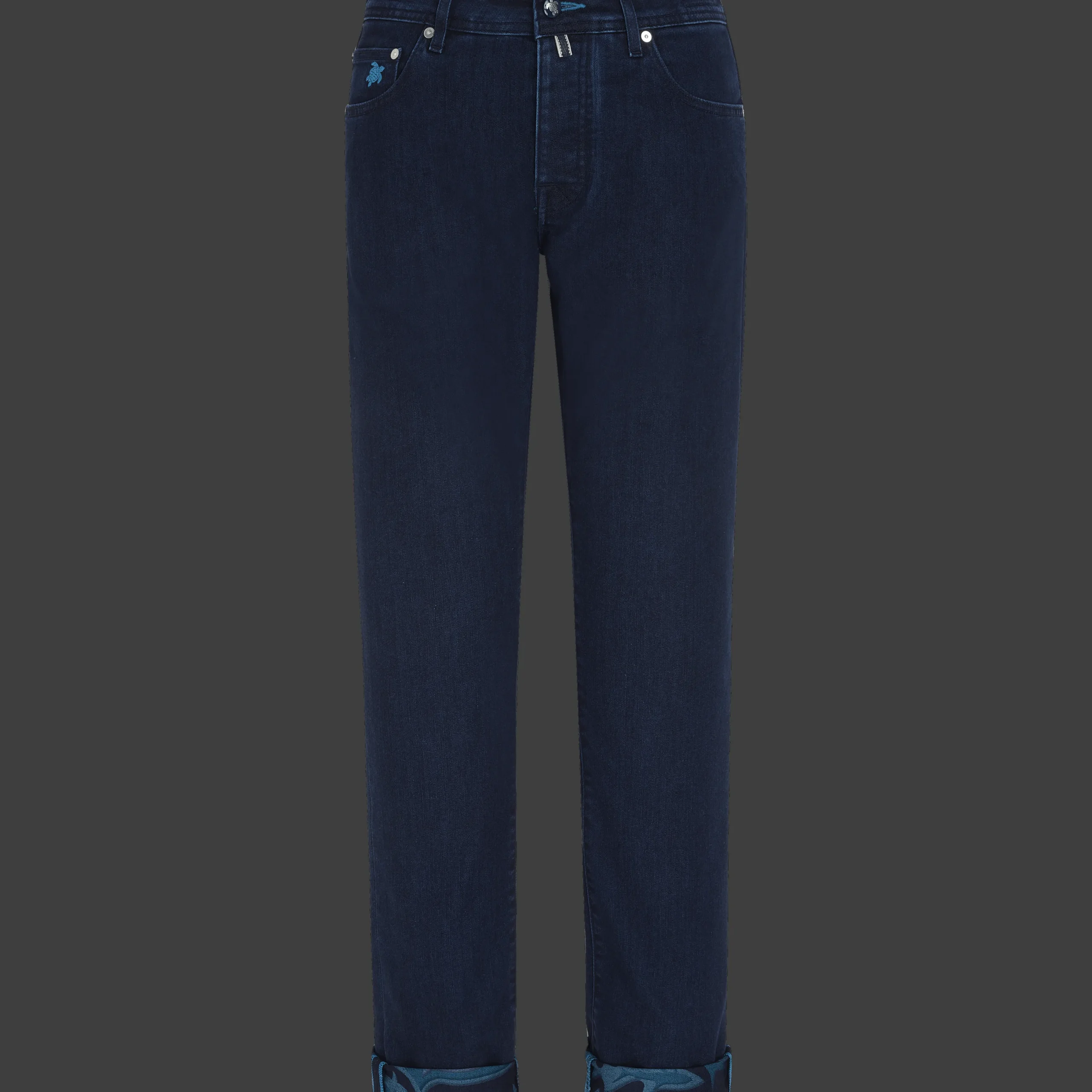 Store Vilebrequin Men 5-Pockets Jeans Requins 3D Dark Denim W1/Blue