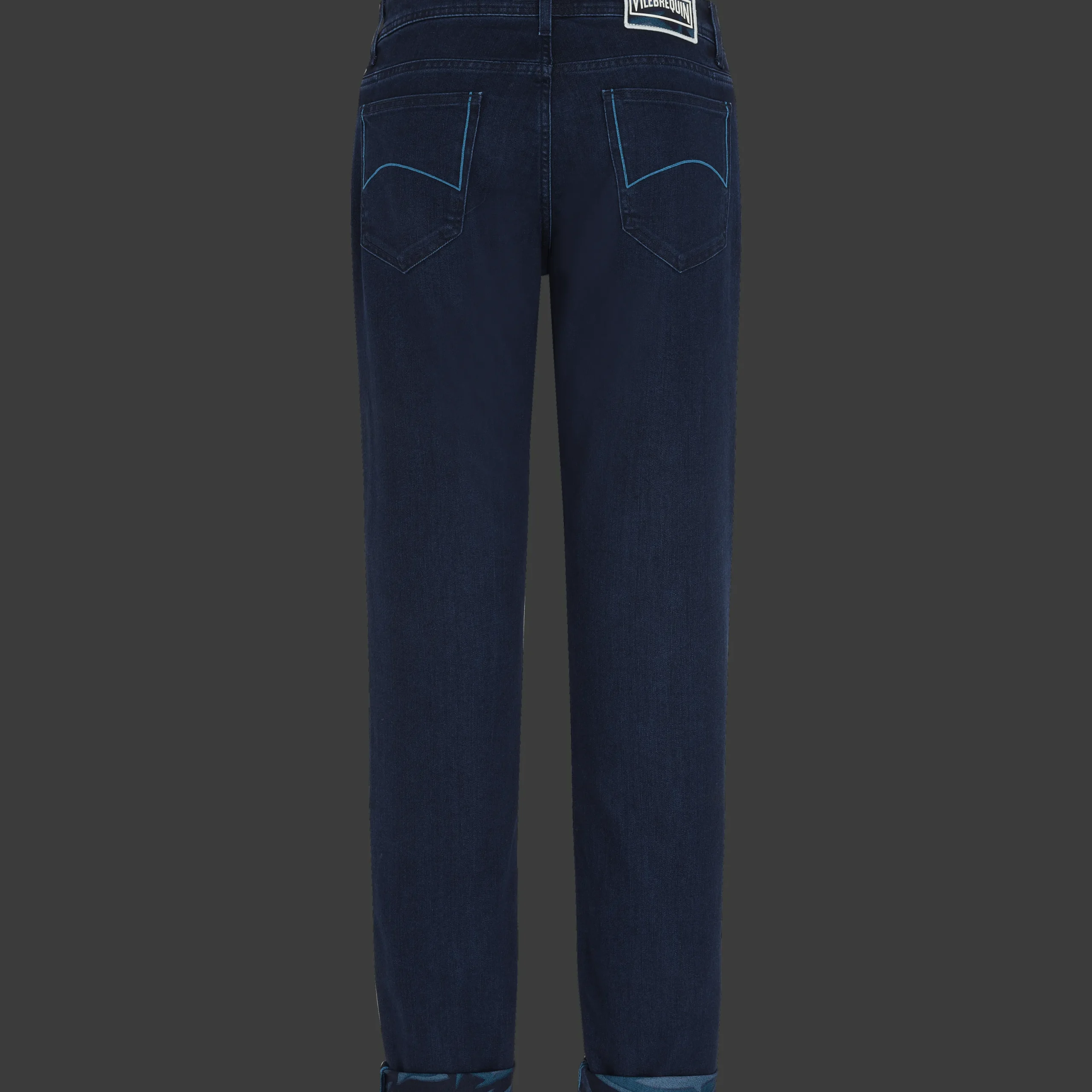 Store Vilebrequin Men 5-Pockets Jeans Requins 3D Dark Denim W1/Blue