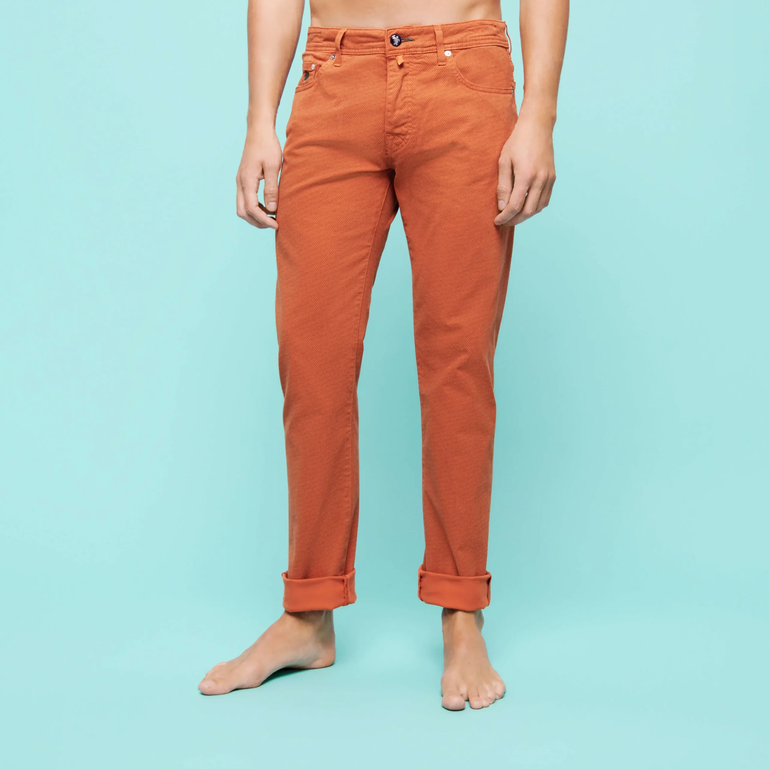 Clearance Vilebrequin Men 5-Pockets Printed Pants Micro Dot Rust/Orange