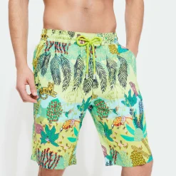 Flash Sale Vilebrequin Men Printed Linen Bermuda Jungle Rousseau Ginger/Green