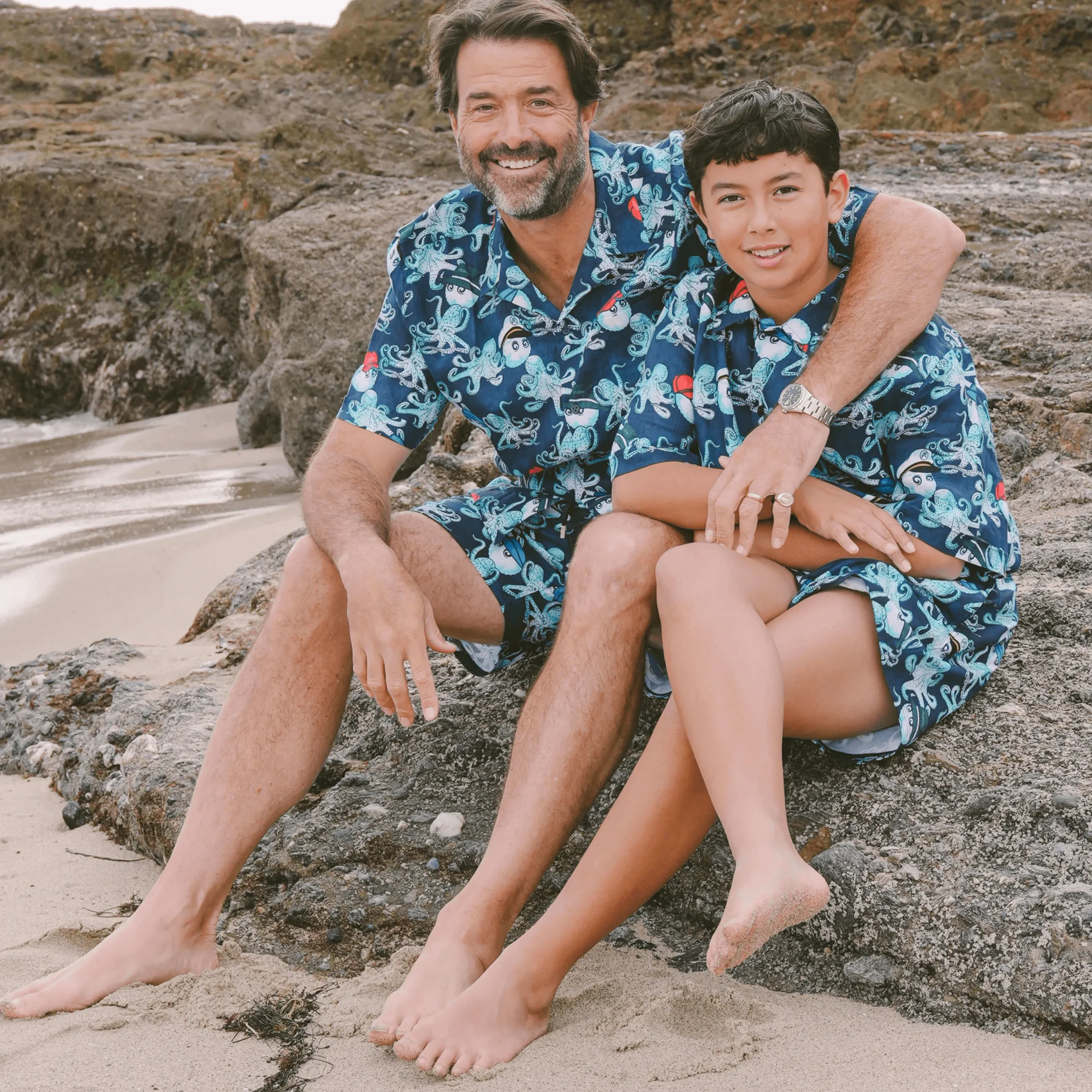 Online Vilebrequin Men Printed Linen Bowling Shirt - X Malbon Navy/Blue