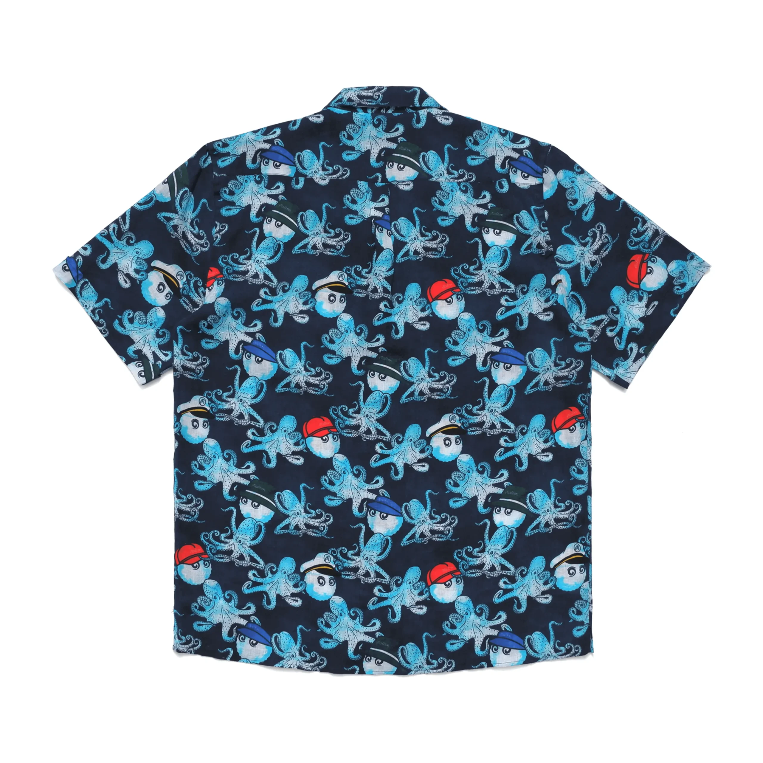 Online Vilebrequin Men Printed Linen Bowling Shirt - X Malbon Navy/Blue