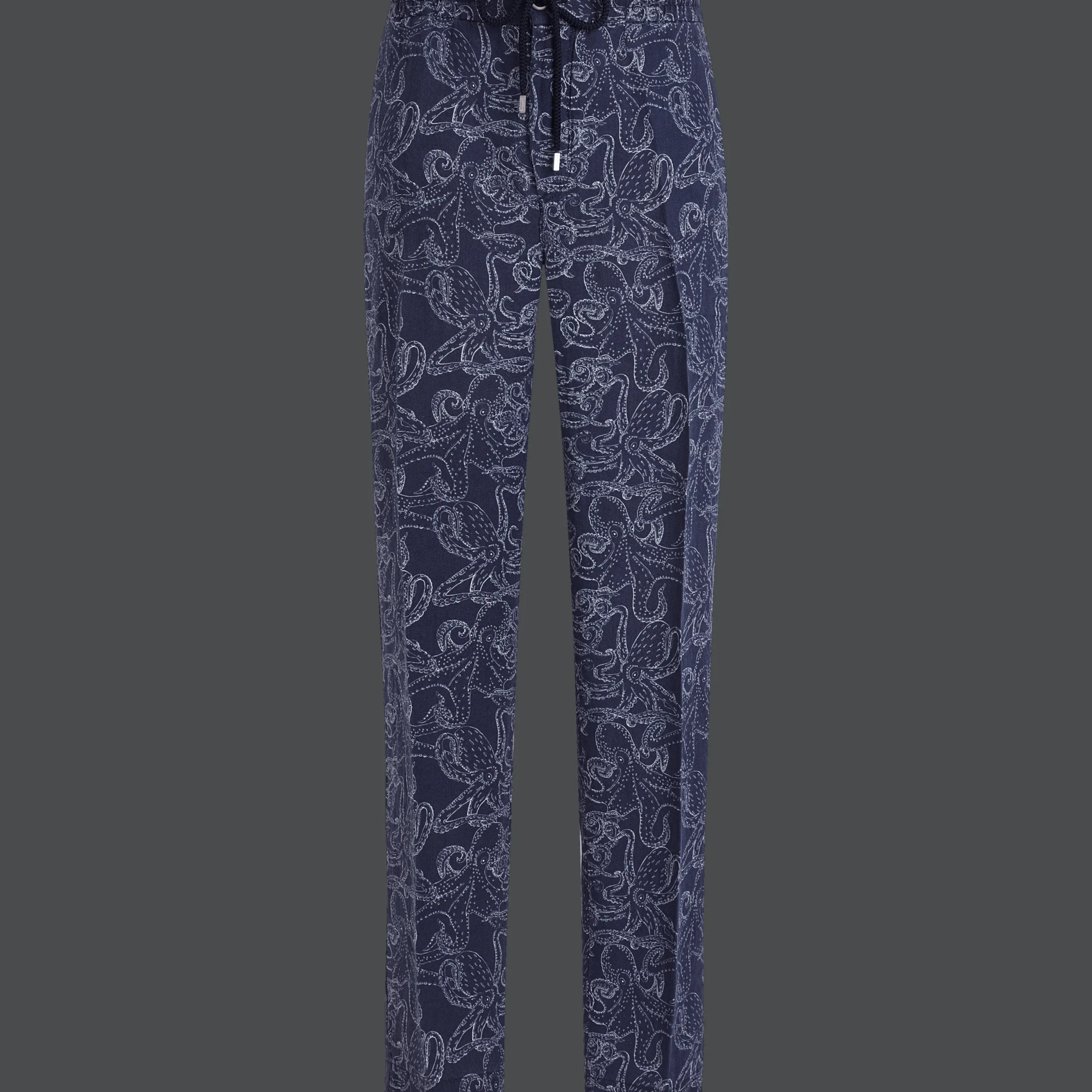 Hot Vilebrequin Men Printed Linen Pants Navy/Blue
