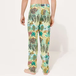 Clearance Vilebrequin Men Printed Linen Pants Jungle Rousseau Ginger/Green
