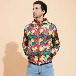 Sale Vilebrequin Men Reversible Windbreaker Jacket Marche Provencal Poppy Red/Red