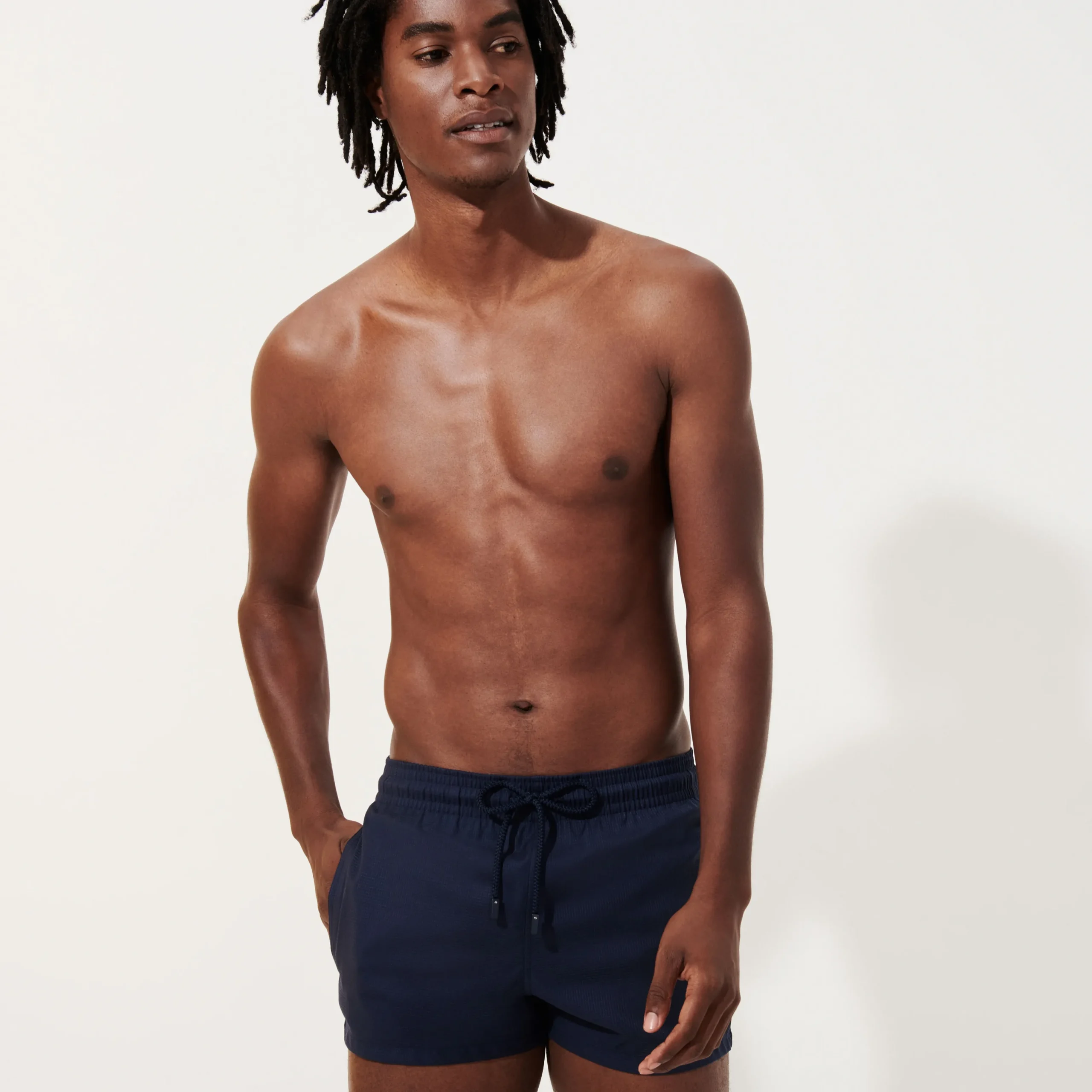 Discount Vilebrequin Men Short Woolen Swim Trunks Micro Carreaux- X The Woolmark Company Navy/Blue