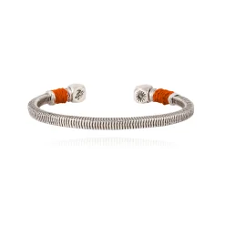 Shop Vilebrequin Men Silvered Jonc Bracelet - X Gas Bijoux Apricot/Orange