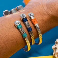 Shop Vilebrequin Men Silvered Jonc Bracelet - X Gas Bijoux Apricot/Orange