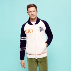 Best Vilebrequin Men Ski Turtle Wool Cardigan Off White/White