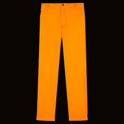 Discount Vilebrequin Men Straight Linen Pants Solid Carrot/Orange