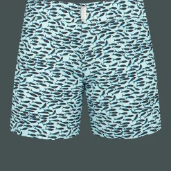 Best Sale Vilebrequin Men Stretch Short Swim Trunks Flat Belt Gulf Stream Thalassa/Blue