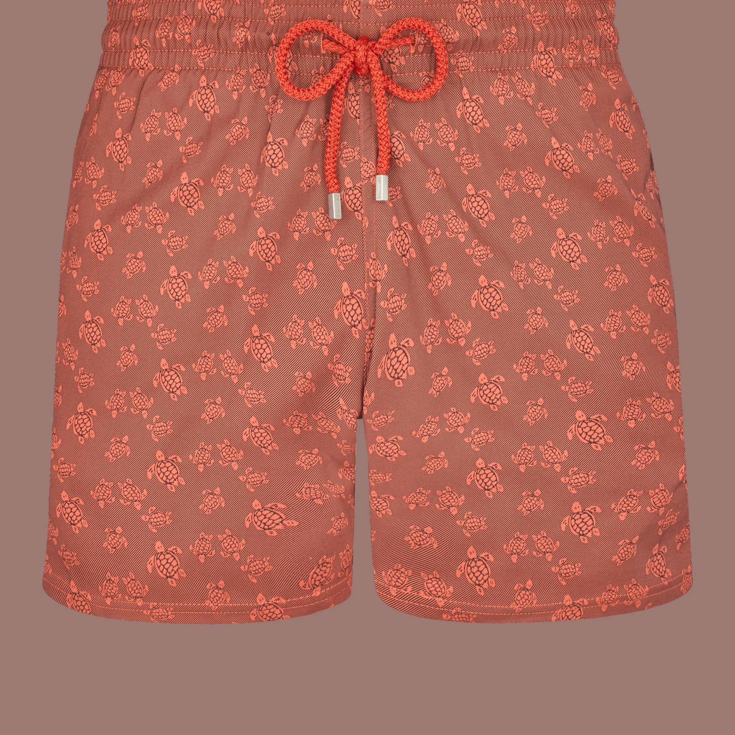 Shop Vilebrequin Men Stretch Short Swim Trunks Jacquard Tortue Tomette/Red