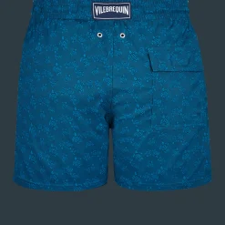 New Vilebrequin Men Stretch Short Swim Trunks Jacquard Tortue Calanque/Blue