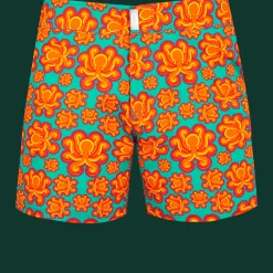 Fashion Vilebrequin Men Stretch Short Swim Trunks Flat Belt Poulpes Neon Tropezian Green/Green
