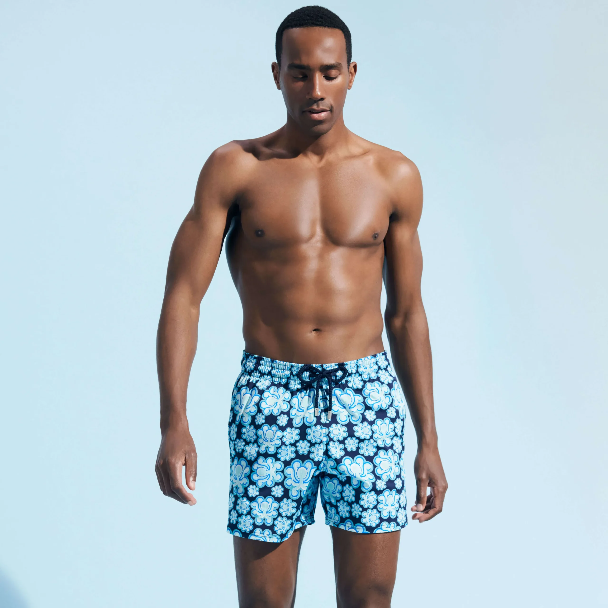 Shop Vilebrequin Men Stretch Swim Shorts Poulpes Neon Navy/Blue