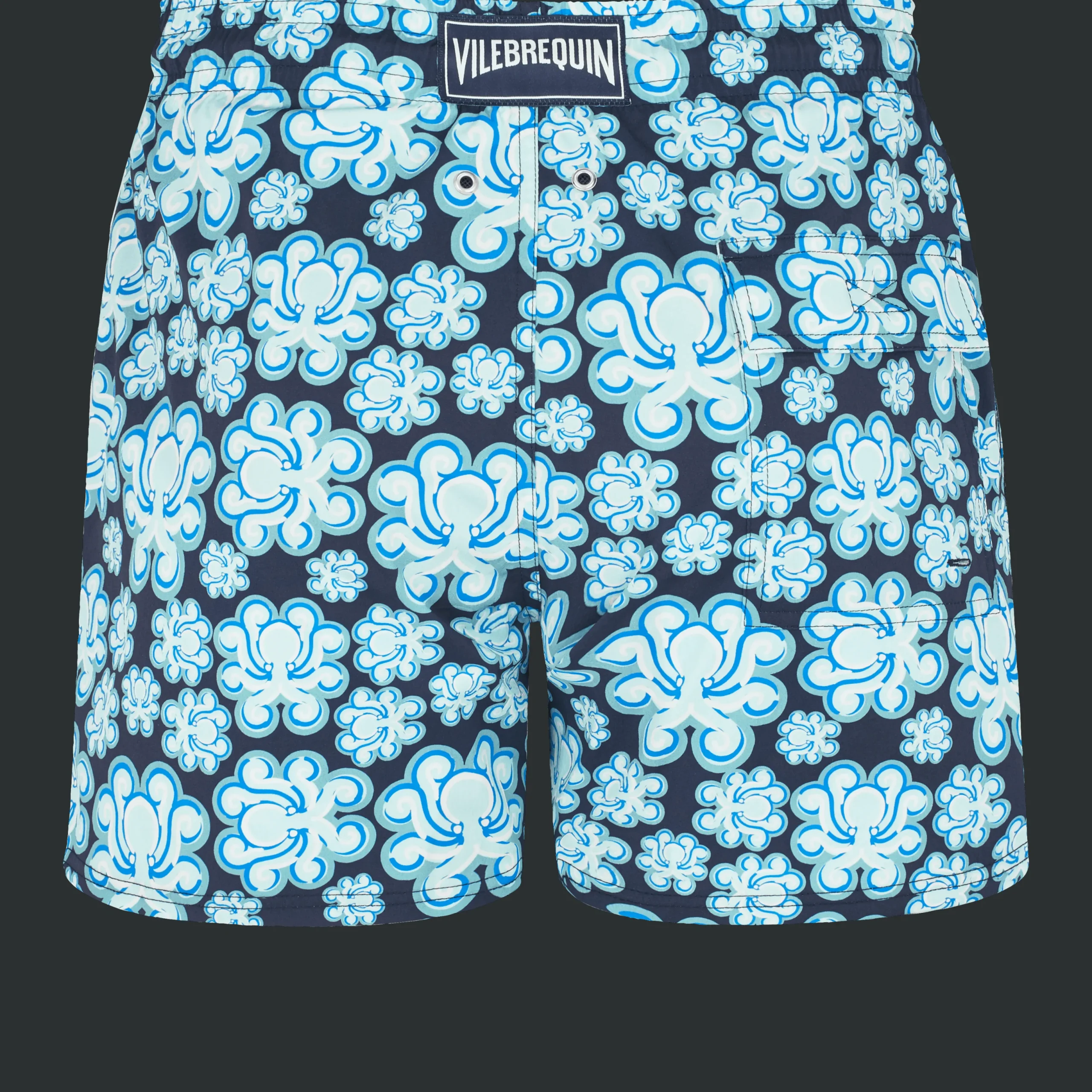 Shop Vilebrequin Men Stretch Swim Shorts Poulpes Neon Navy/Blue