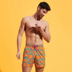 Discount Vilebrequin Men Stretch Swim Shorts Poulpes Neon Tropezian Green/Green