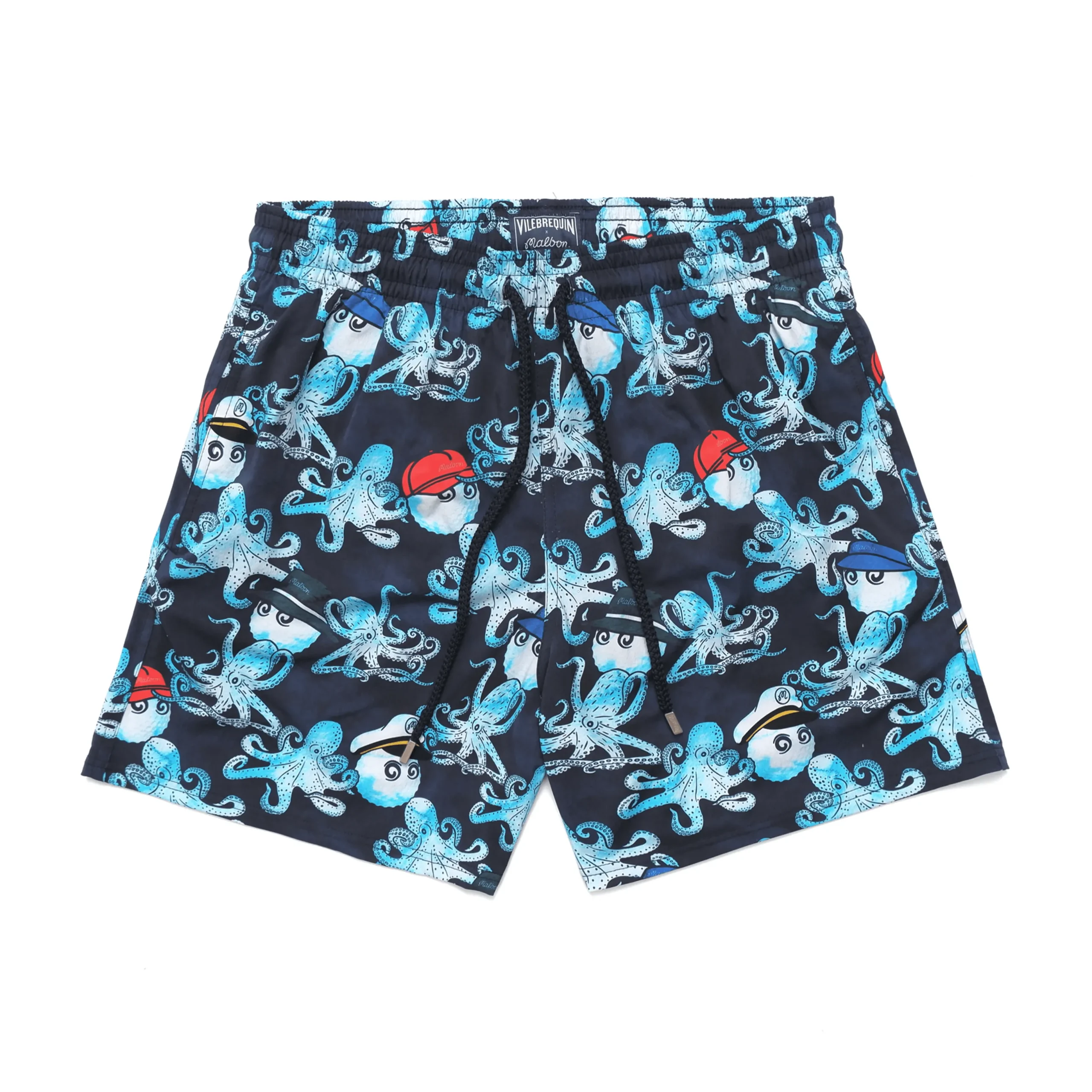 Discount Vilebrequin Men Stretch Swim Trunks - X Malbon Navy/Blue