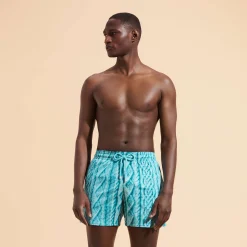 Outlet Vilebrequin Men Stretch Swim Trunks Aran Knit Thalassa/Blue