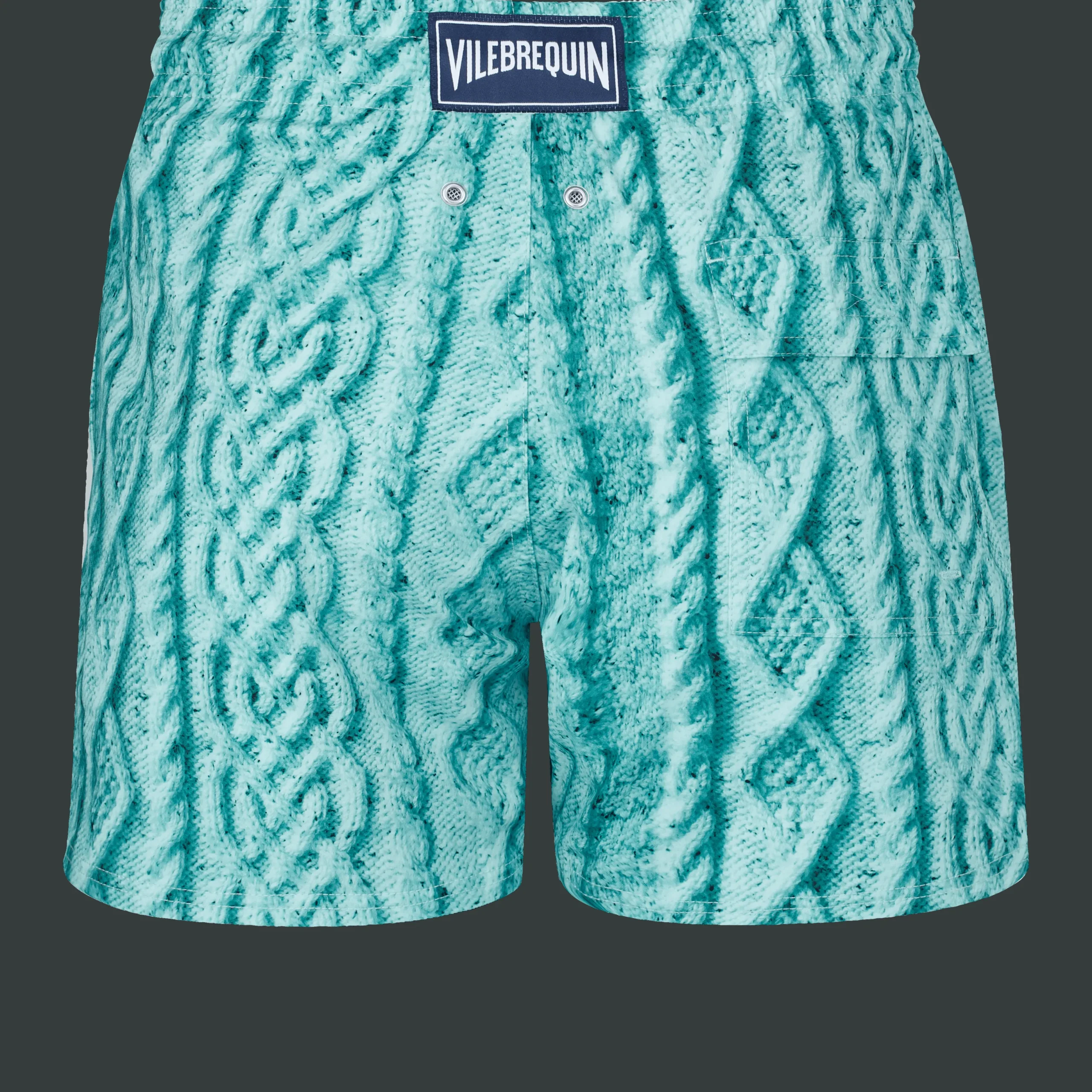 Outlet Vilebrequin Men Stretch Swim Trunks Aran Knit Thalassa/Blue