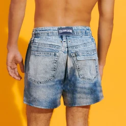 Cheap Vilebrequin Men Stretch Swim Trunks Denim Navy/Blue