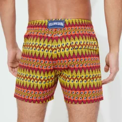 Cheap Vilebrequin Men Stretch Swim Trunks Fish On Line Burgundy/Red