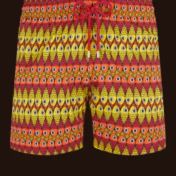 Cheap Vilebrequin Men Stretch Swim Trunks Fish On Line Burgundy/Red
