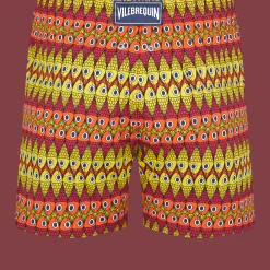 Cheap Vilebrequin Men Stretch Swim Trunks Fish On Line Burgundy/Red