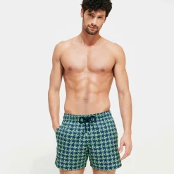 Cheap Vilebrequin Men Stretch Swim Trunks Fish Foot Navy/Blue