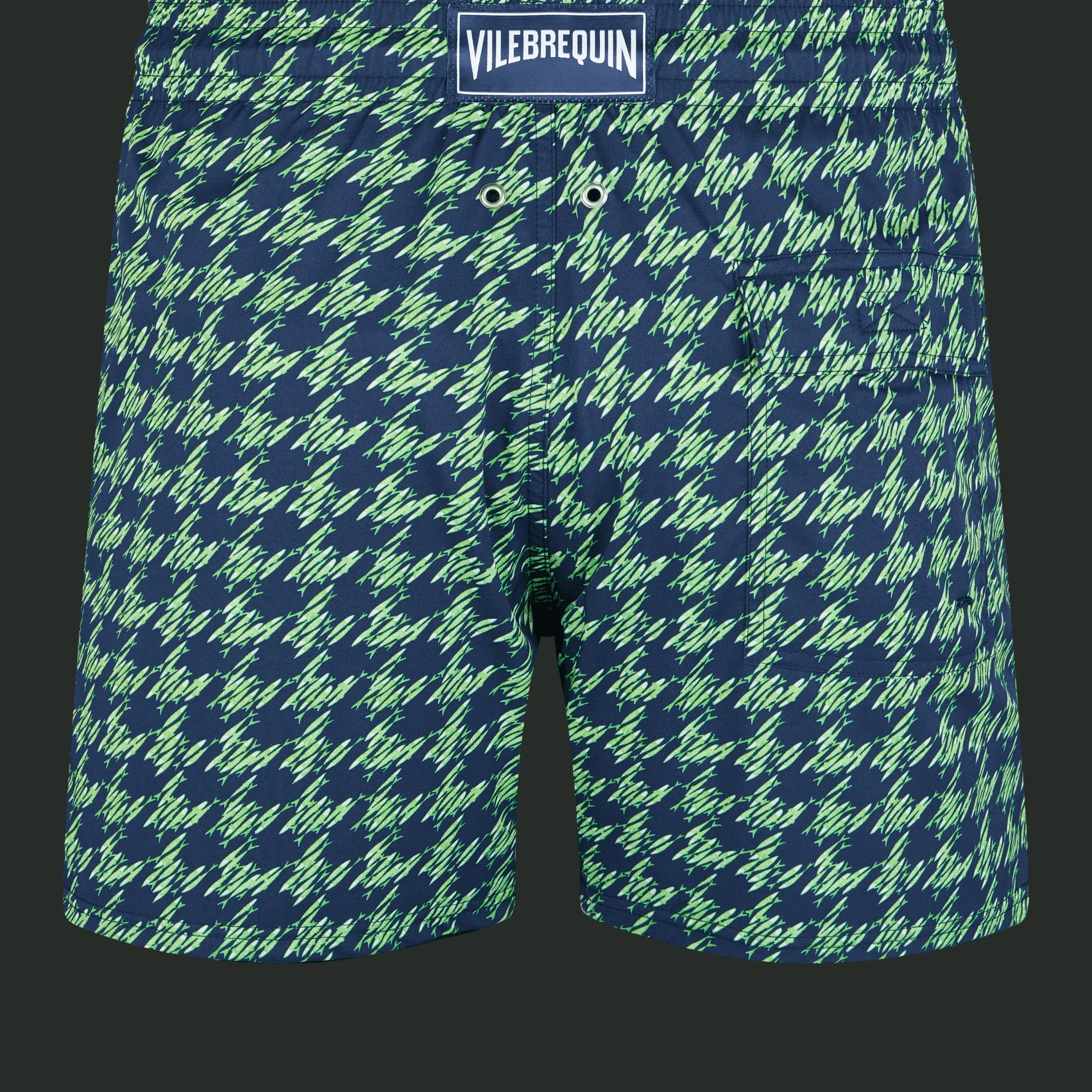 Cheap Vilebrequin Men Stretch Swim Trunks Fish Foot Navy/Blue
