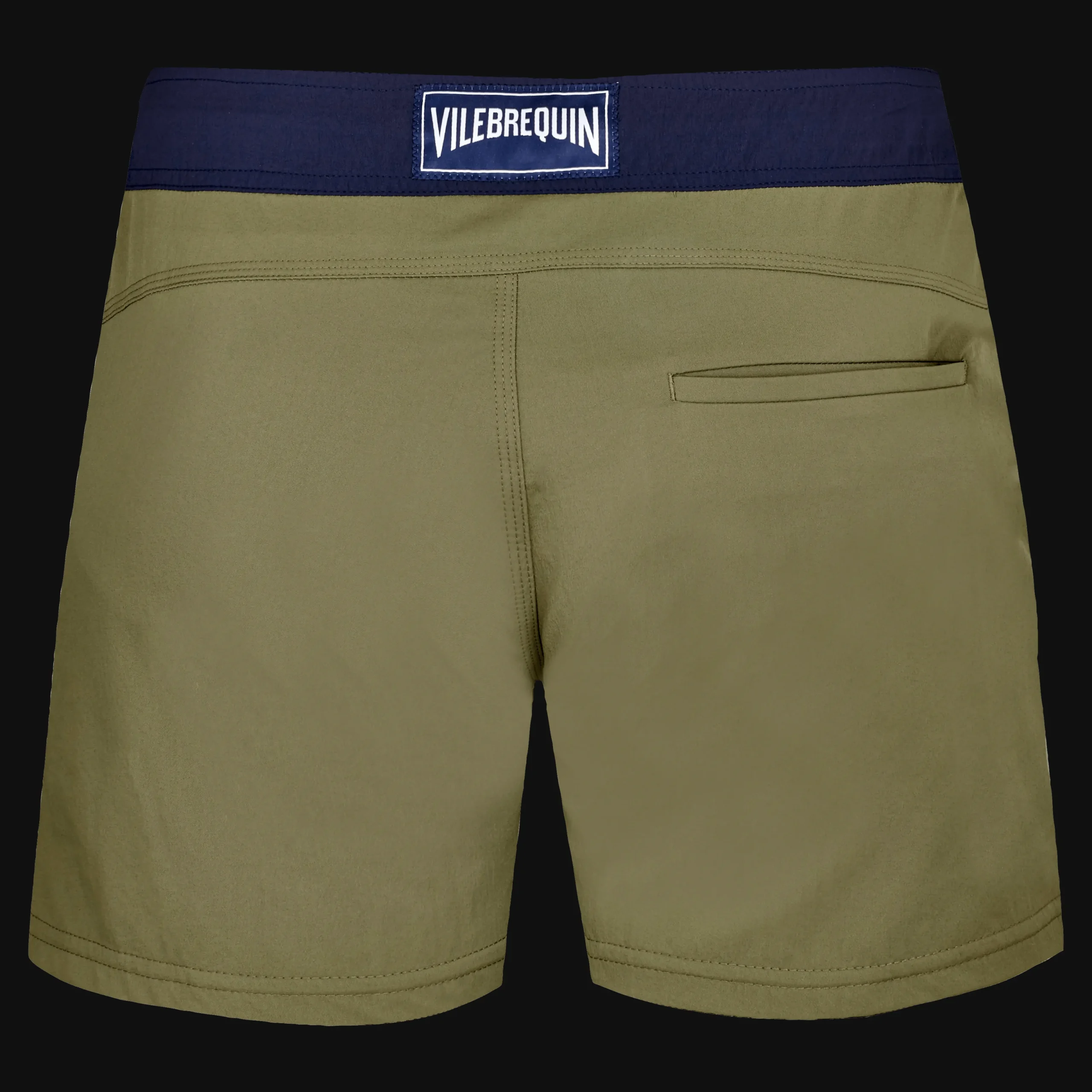 Online Vilebrequin Men Stretch Swim Trunks Flat Belt Color Block Olivier/Green