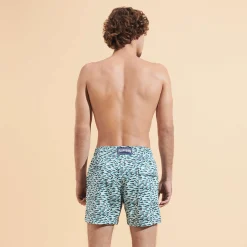 New Vilebrequin Men Stretch Swim Trunks Gulf Stream Thalassa/Blue