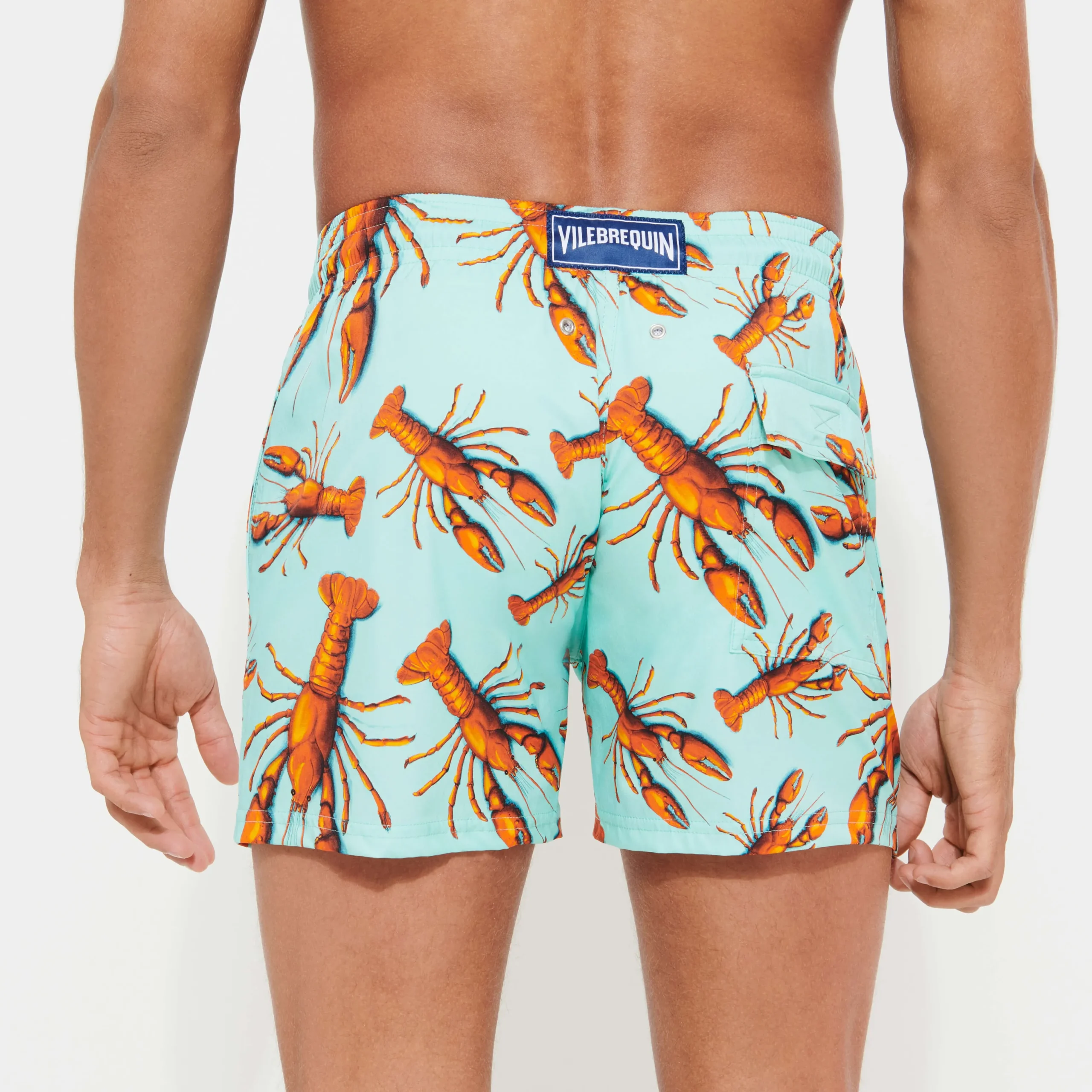 Best Vilebrequin Men Stretch Swim Trunks Lobster Lagoon/Blue