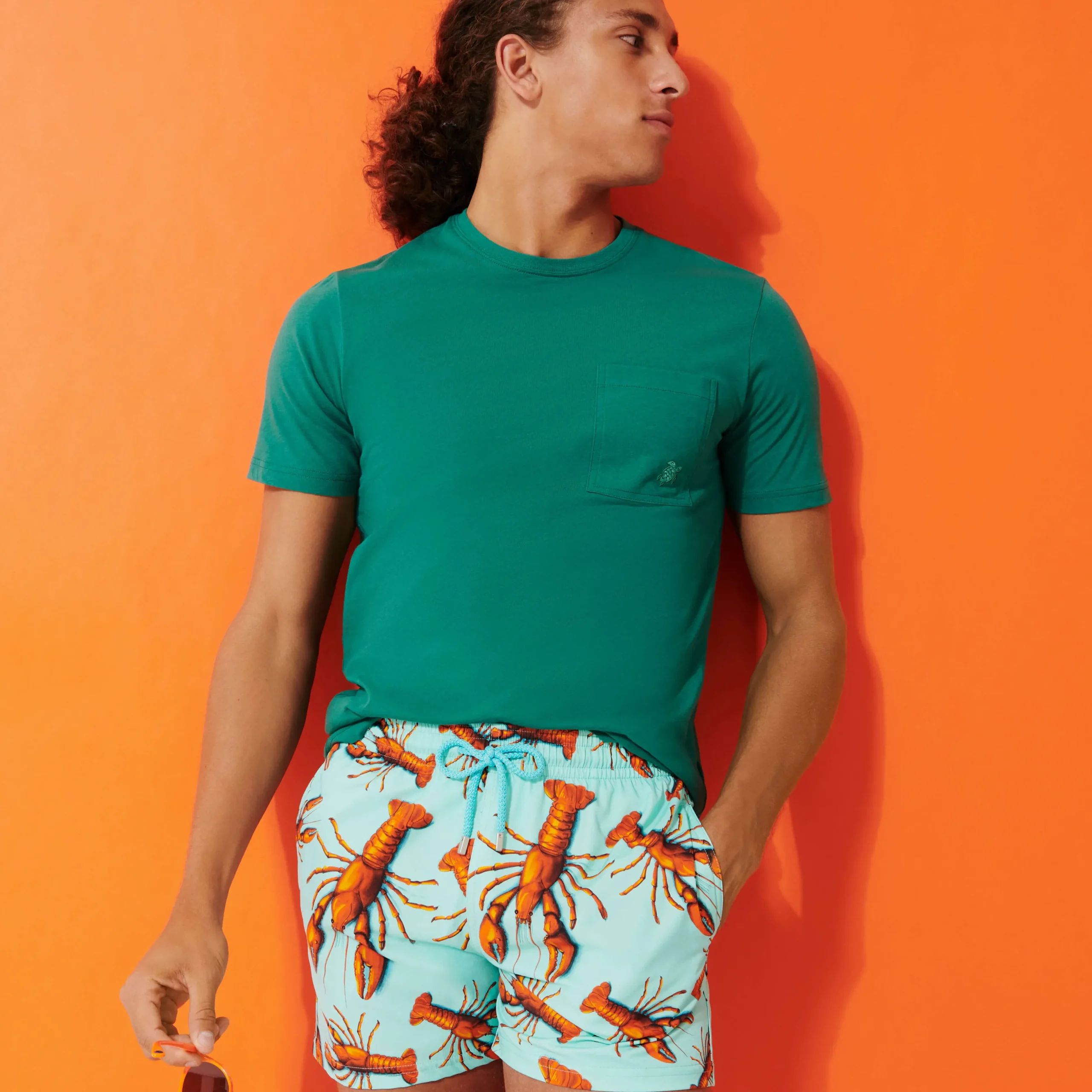 Best Vilebrequin Men Stretch Swim Trunks Lobster Lagoon/Blue