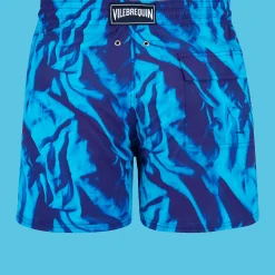 Fashion Vilebrequin Men Stretch Swim Trunks Les Draps Froisses Neptune Blue/Blue