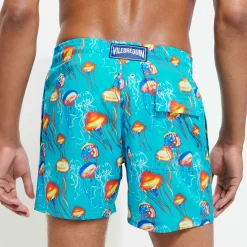 Outlet Vilebrequin Men Stretch Swim Trunks Neo Medusa Curacao/Blue