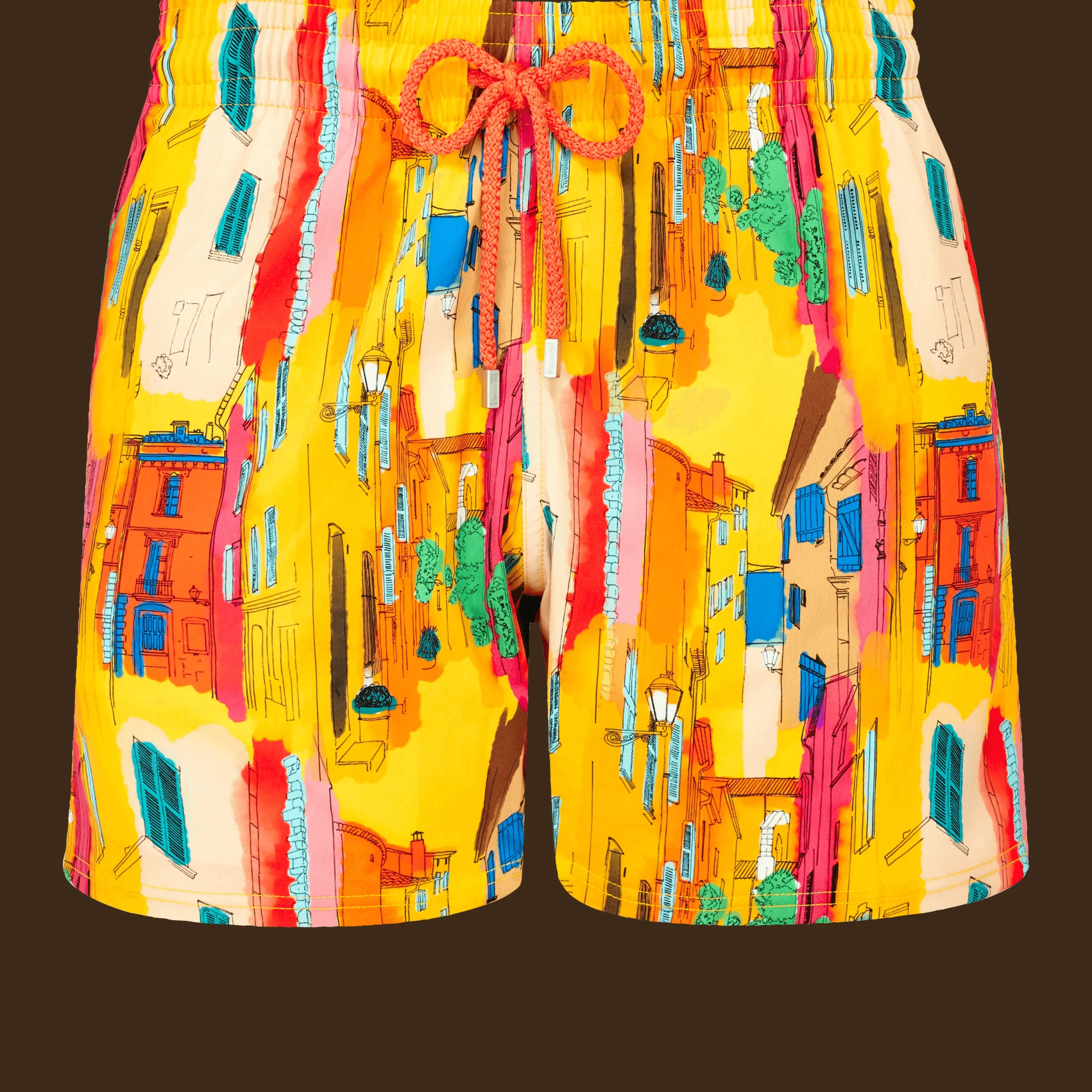 Best Sale Vilebrequin Men Stretch Swim Trunks Sunny Streets Sun/Yellow