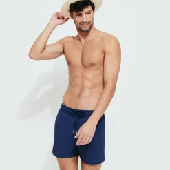 Hot Vilebrequin Men Stretch Swim Trunks Solid Navy/Blue