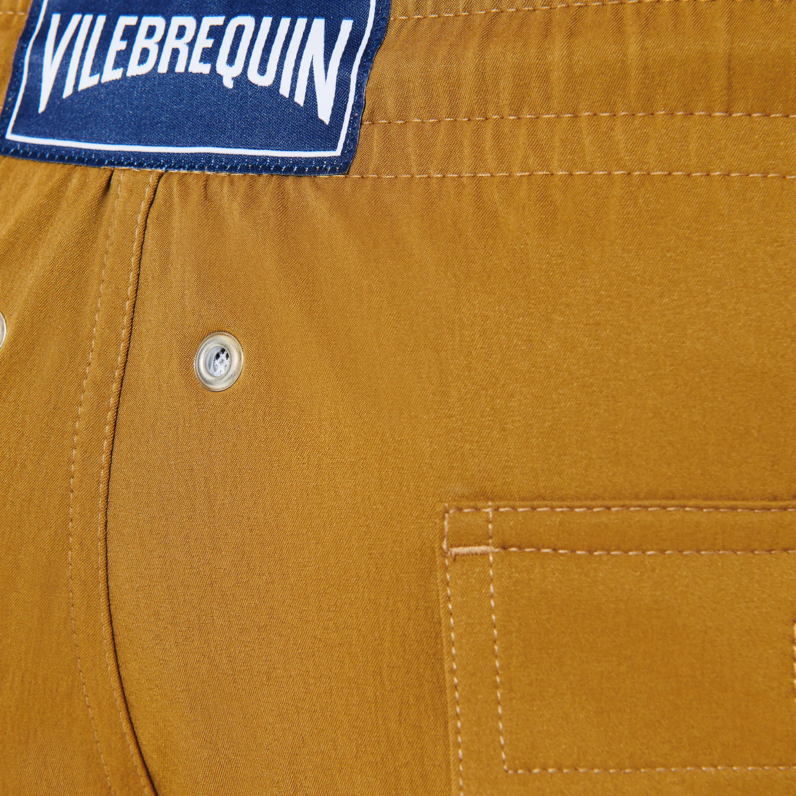 Online Vilebrequin Men Stretch Swim Trunks Solid Bark/Beige