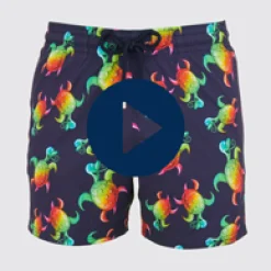 Discount Vilebrequin Men Stretch Swim Trunks Tortues Rainbow Multicolor - X Kenny Scharf Navy/Blue