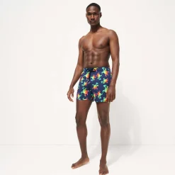 Discount Vilebrequin Men Stretch Swim Trunks Tortues Rainbow Multicolor - X Kenny Scharf Navy/Blue
