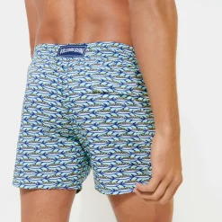 New Vilebrequin Men Stretch Swimwear Marbella Lagoon/Blue