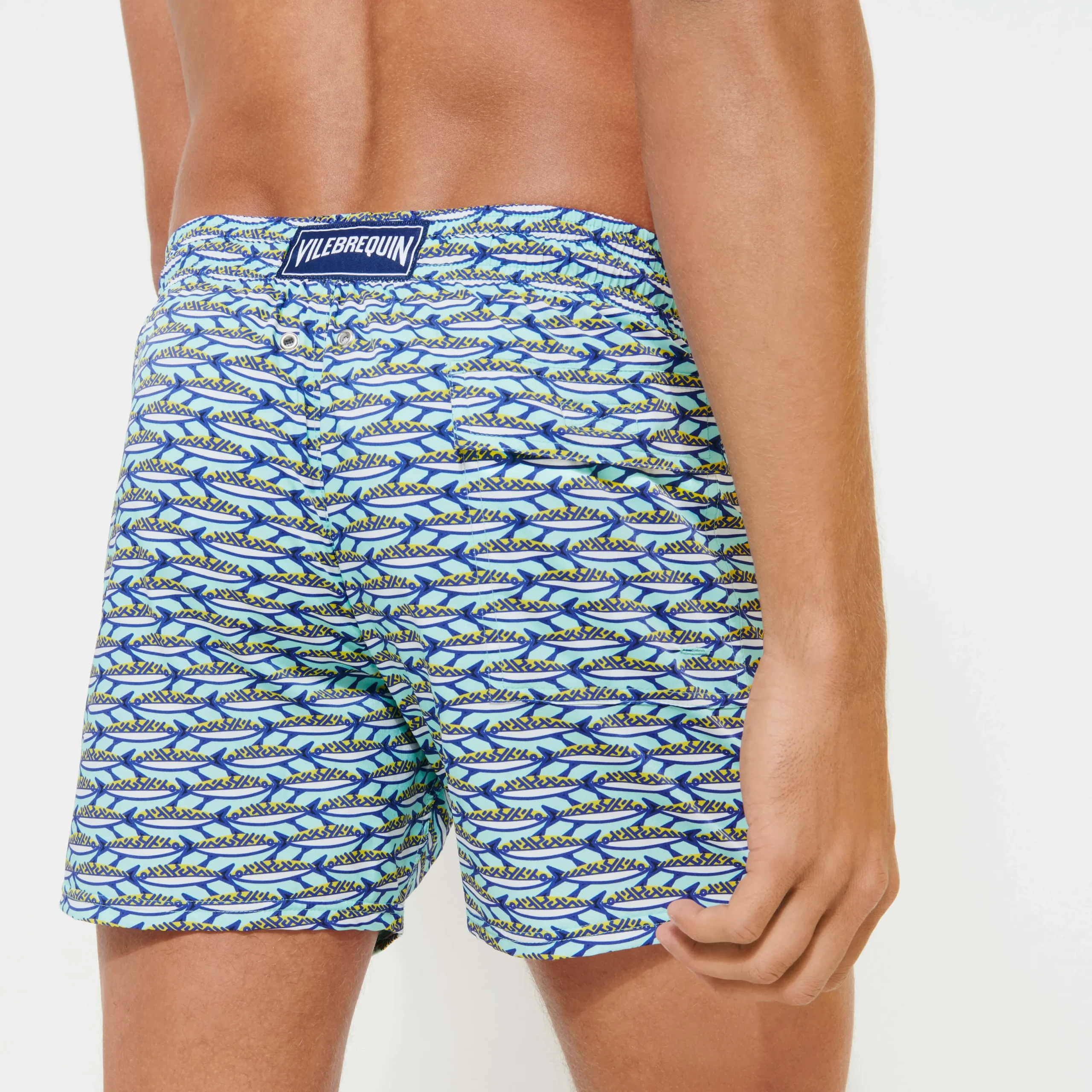 New Vilebrequin Men Stretch Swimwear Marbella Lagoon/Blue